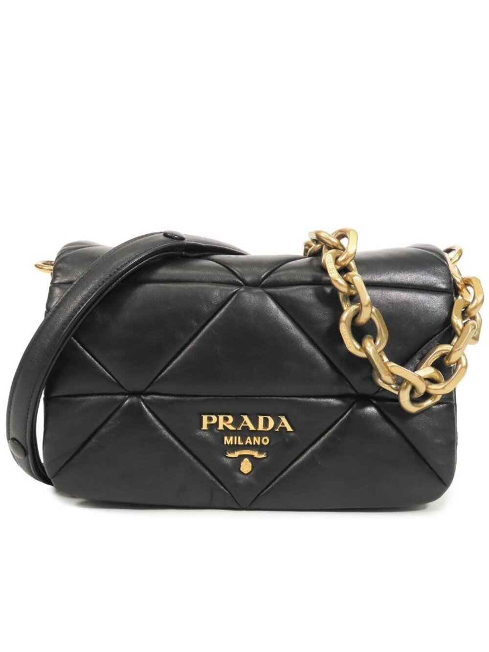 Prada System Chain Black Nappa Patchwork Shoulder Bag